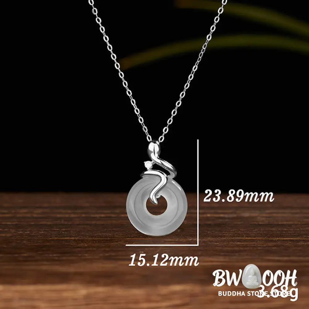 Buddha Stones 925 Sterling Silver Year Of The Snake Chalcedony Peace Buckle Positive Necklace Pendant - BWOOOH