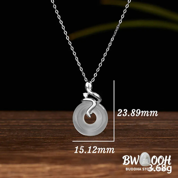 Buddha Stones 925 Sterling Silver Year Of The Snake Chalcedony Peace Buckle Positive Necklace Pendant - BWOOOH