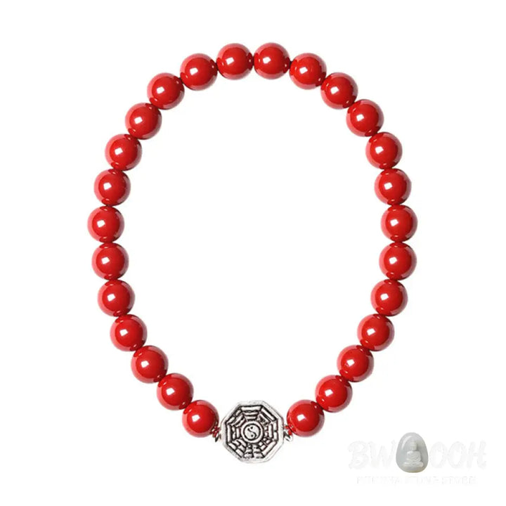 Buddha Stones 925 Sterling Silver Yin Yang Bagua Symbol Cinnabar String Concentration Bracelet - BWOOOH - Bracelet
