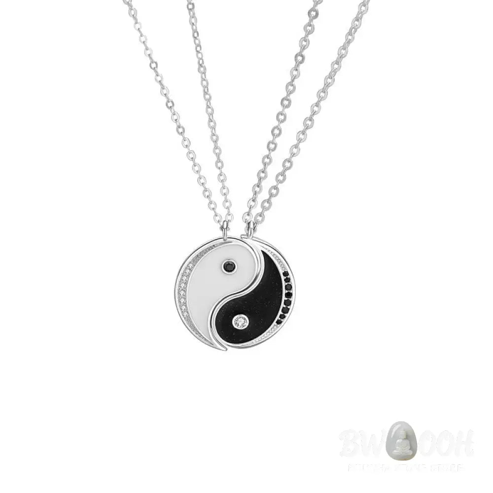 Buddha Stones 925 Sterling Silver Yin Yang Symbol Harmnoy Necklace Pendant - BWOOOH - Necklaces &amp; Pendants