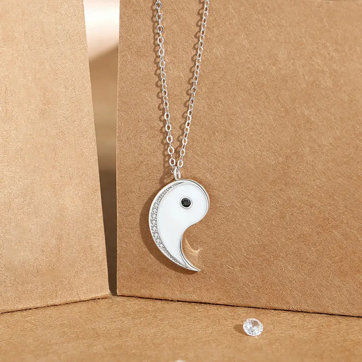Buddha Stones 925 Sterling Silver Yin Yang Symbol Harmnoy Necklace Pendant - BWOOOH - White - Necklaces &amp; Pendants