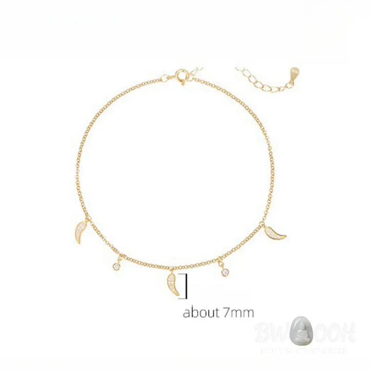 Buddha Stones 925 Sterling Silver Zircon Little Pepper Charm Protection Anklet - Anklet