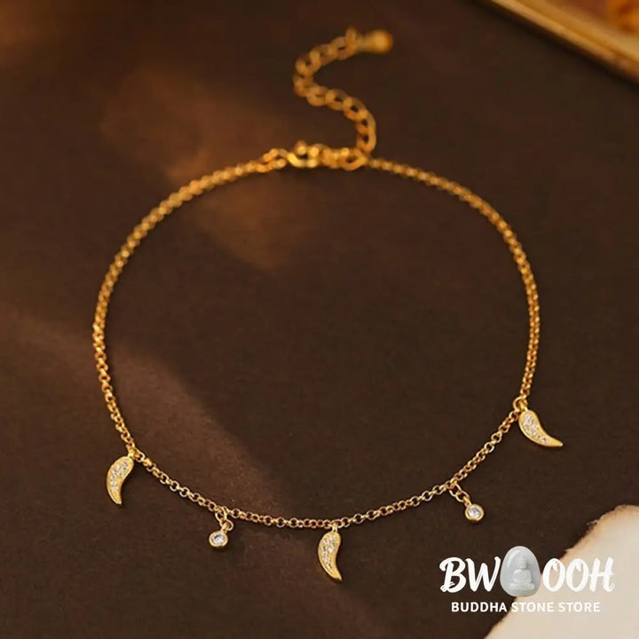 Buddha Stones 925 Sterling Silver Zircon Little Pepper Charm Protection Anklet - Anklet