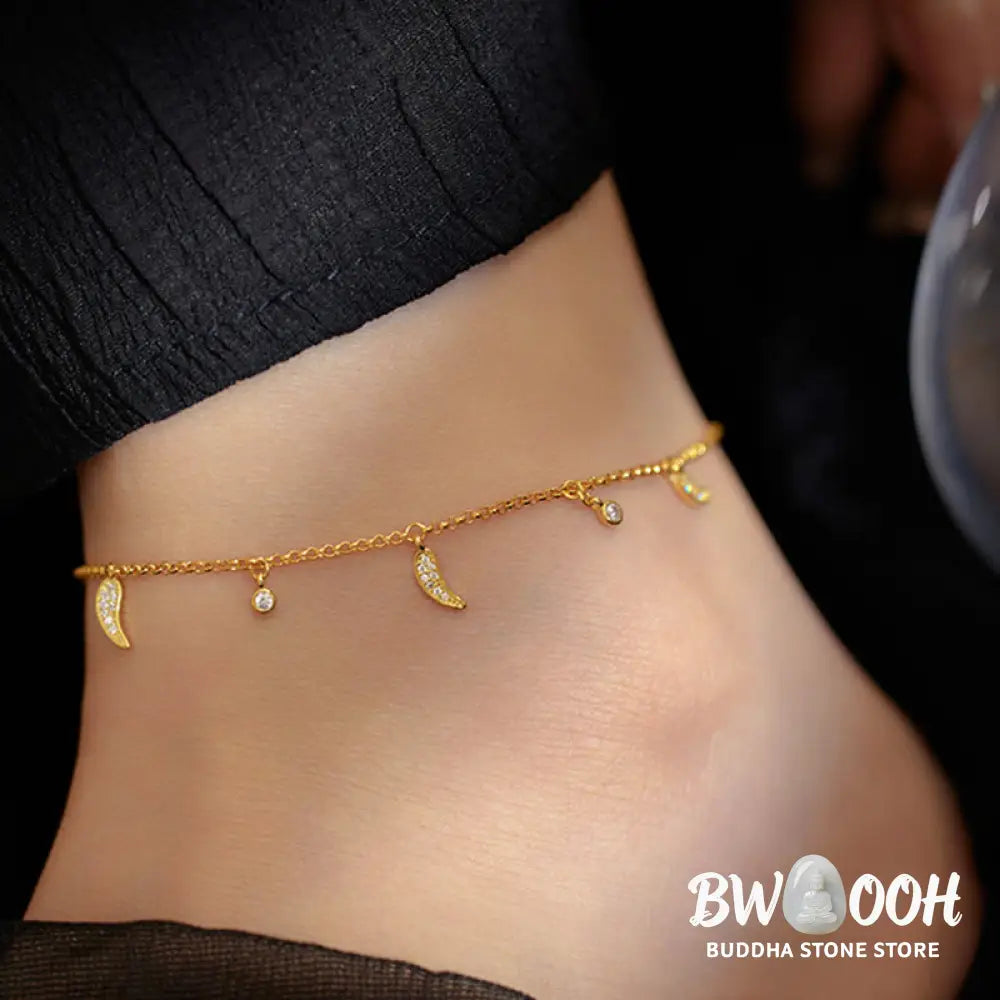 Buddha Stones 925 Sterling Silver Zircon Little Pepper Charm Protection Anklet - Anklet