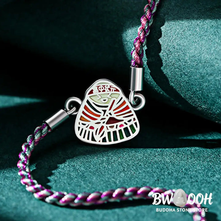 Buddha Stones 925 Sterling Silver Zongzi Pattern Luck Multicolored Handcrafted Bracelet - BWOOOH - Bracelet