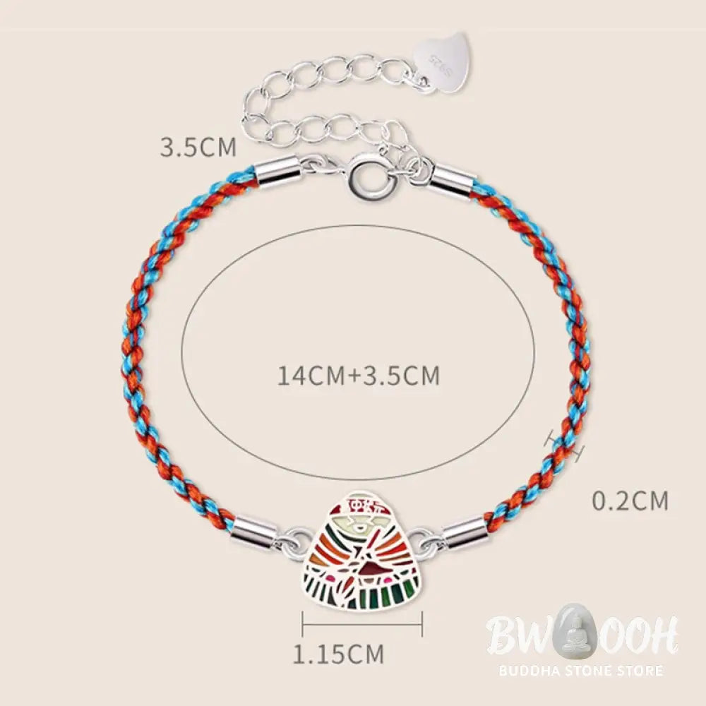 Buddha Stones 925 Sterling Silver Zongzi Pattern Luck Multicolored Handcrafted Bracelet - BWOOOH - Bracelet