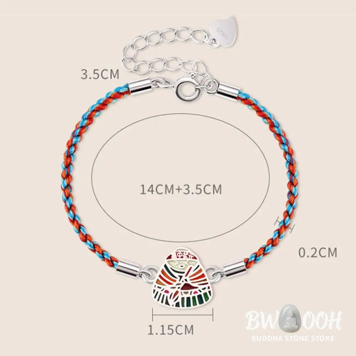 Buddha Stones 925 Sterling Silver Zongzi Pattern Luck Multicolored Handcrafted Bracelet - BWOOOH - Bracelet