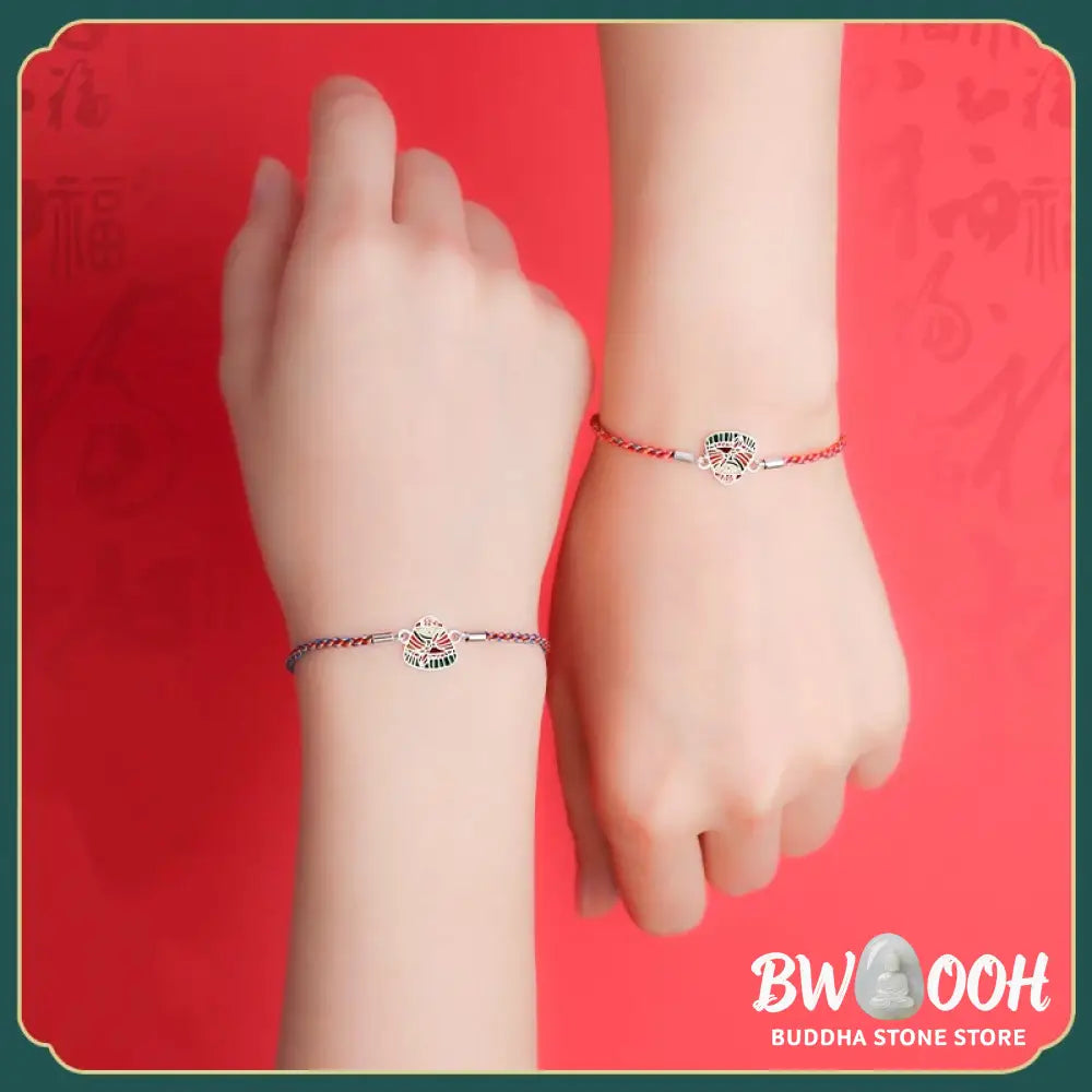 Buddha Stones 925 Sterling Silver Zongzi Pattern Luck Multicolored Handcrafted Bracelet - BWOOOH - Bracelet