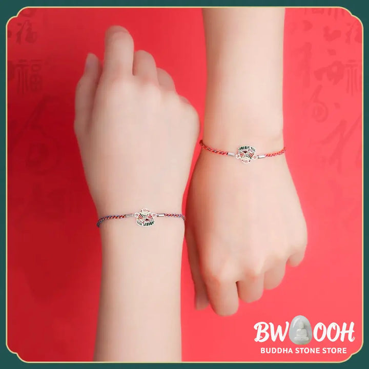 Buddha Stones 925 Sterling Silver Zongzi Pattern Luck Multicolored Handcrafted Bracelet - BWOOOH - Bracelet