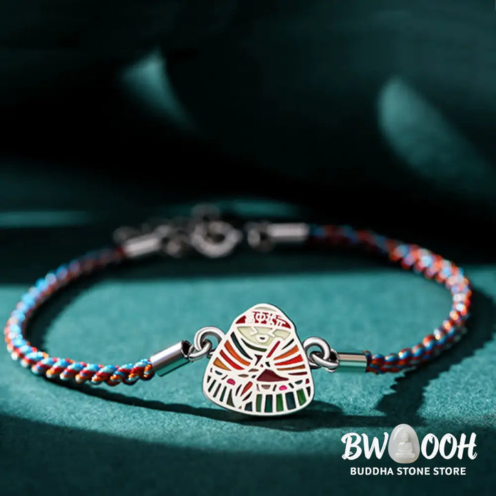 Buddha Stones 925 Sterling Silver Zongzi Pattern Luck Multicolored Handcrafted Bracelet - BWOOOH - Bracelet