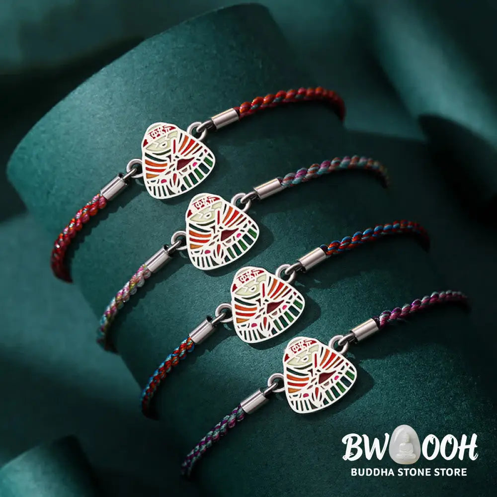 Buddha Stones 925 Sterling Silver Zongzi Pattern Luck Multicolored Handcrafted Bracelet - BWOOOH - Bracelet