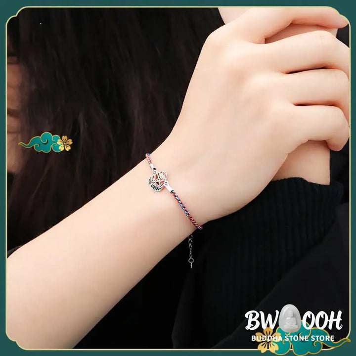 Buddha Stones 925 Sterling Silver Zongzi Pattern Luck Multicolored Handcrafted Bracelet - BWOOOH - Bracelet