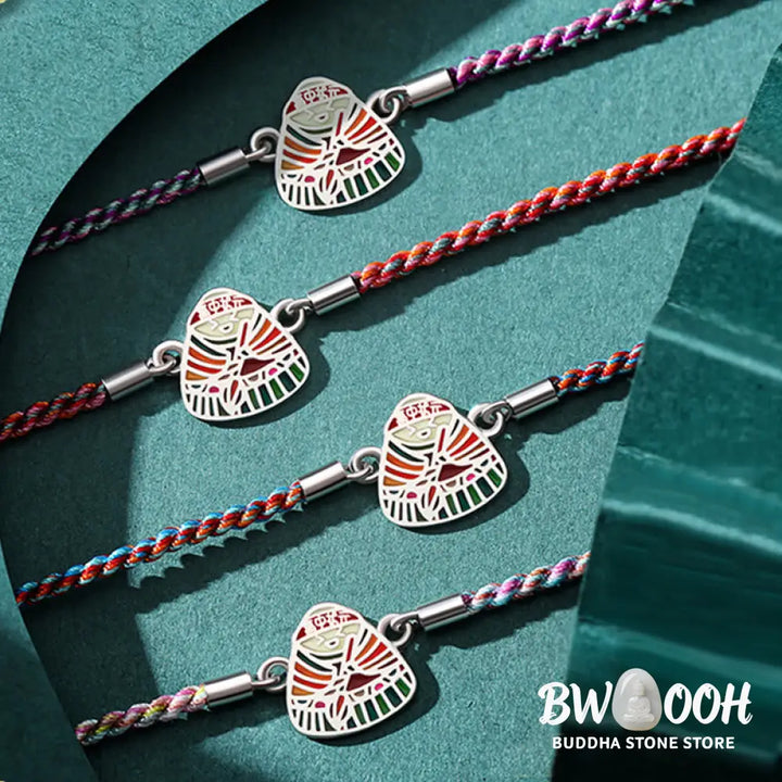 Buddha Stones 925 Sterling Silver Zongzi Pattern Luck Multicolored Handcrafted Bracelet - BWOOOH - Bracelet