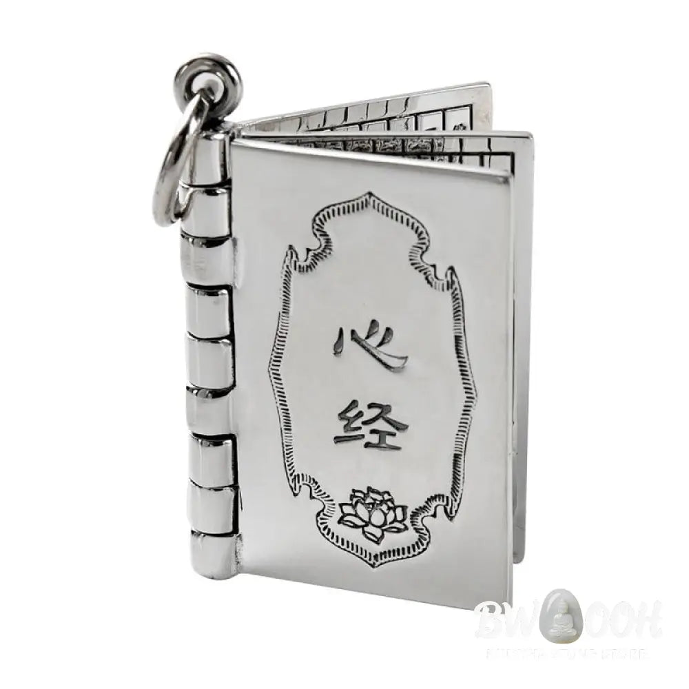 Buddha Stones 990 Sterling Silver Heart Sutra Great Compassion Shurangama Mantra Lotus Vajra Peace Necklace Pendant