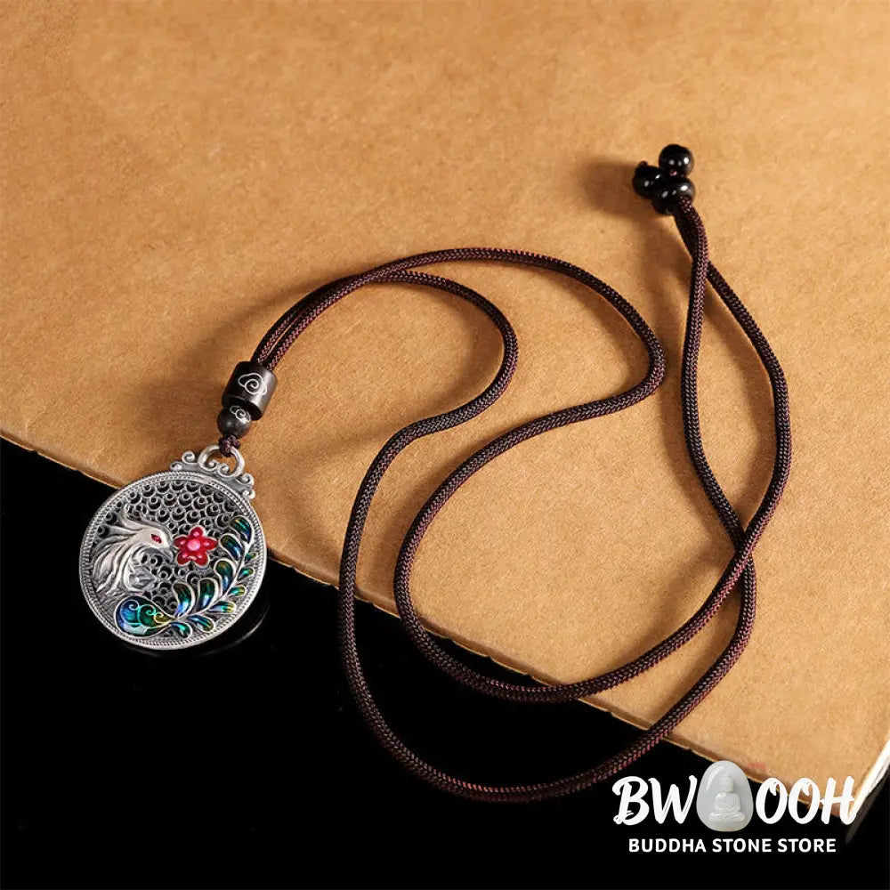 Buddha Stones 990 Sterling Silver Phoenix Luck Protection Necklace Pendant - BWOOOH - Phoenix(Luck♥Strength)