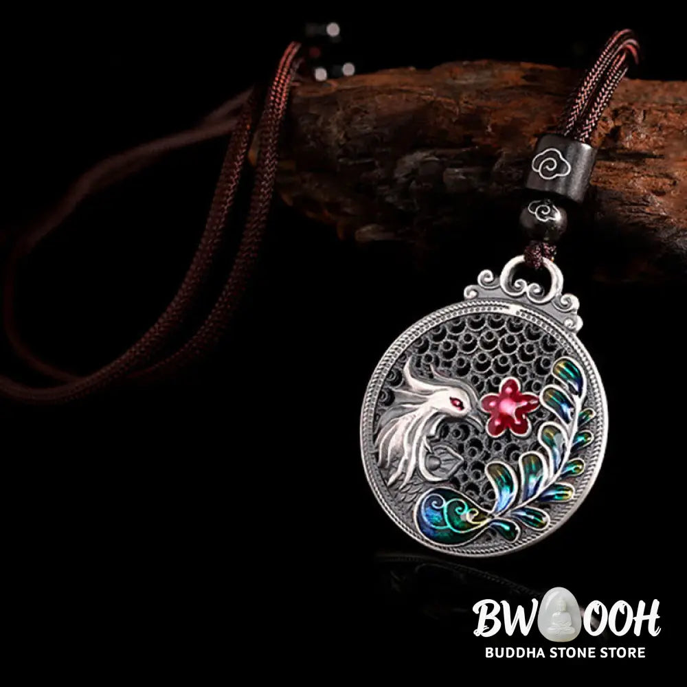 Buddha Stones 990 Sterling Silver Phoenix Luck Protection Necklace Pendant - BWOOOH - Phoenix(Luck♥Strength)