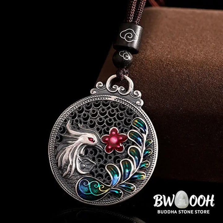 Buddha Stones 990 Sterling Silver Phoenix Luck Protection Necklace Pendant - BWOOOH - Phoenix(Luck♥Strength)