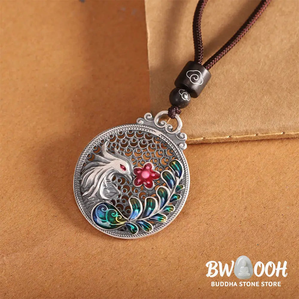 Buddha Stones 990 Sterling Silver Phoenix Luck Protection Necklace Pendant - BWOOOH - Phoenix(Luck♥Strength)