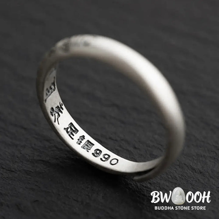Buddha Stones 990 Sterling Silver Six True Words Om Mani Padme Hum Love Peace Ring (Extra 35% Off | USE CODE: FS35)