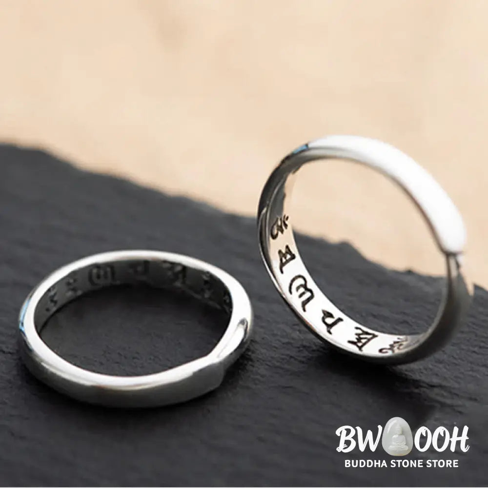Buddha Stones 990 Sterling Silver Six True Words Om Mani Padme Hum Love Peace Ring (Extra 35% Off | USE CODE: FS35)