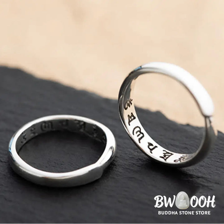 Buddha Stones 990 Sterling Silver Six True Words Om Mani Padme Hum Love Peace Ring (Extra 35% Off | USE CODE: FS35)