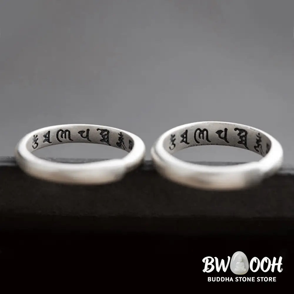 Buddha Stones 990 Sterling Silver Six True Words Om Mani Padme Hum Love Peace Ring (Extra 35% Off | USE CODE: FS35)