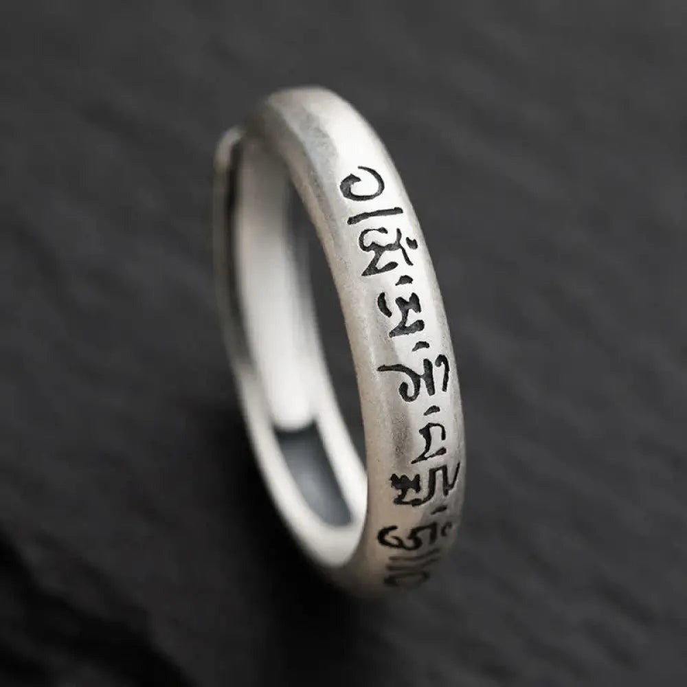 BWOOOH 990 Sterling Silver Six True Words Om Mani Padme Hum Love Peace Ring (Extra 35% Off | USE CODE: FS35) — Sterling Si...