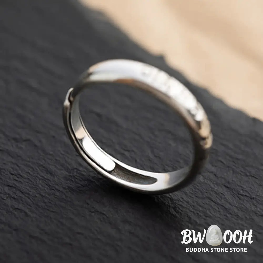 Buddha Stones 990 Sterling Silver Six True Words Om Mani Padme Hum Love Peace Ring (Extra 35% Off | USE CODE: FS35)