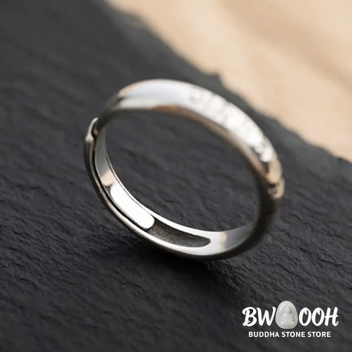 Buddha Stones 990 Sterling Silver Six True Words Om Mani Padme Hum Love Peace Ring (Extra 35% Off | USE CODE: FS35)