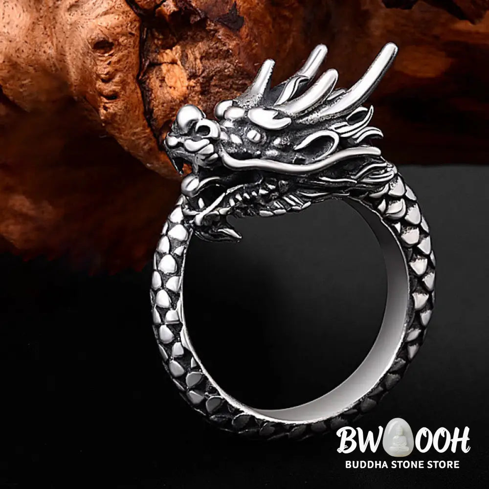 Buddha Stones 990 Sterling Silver Vintage Dragon Design Luck Protection Strength Adjustable Ring - Ring