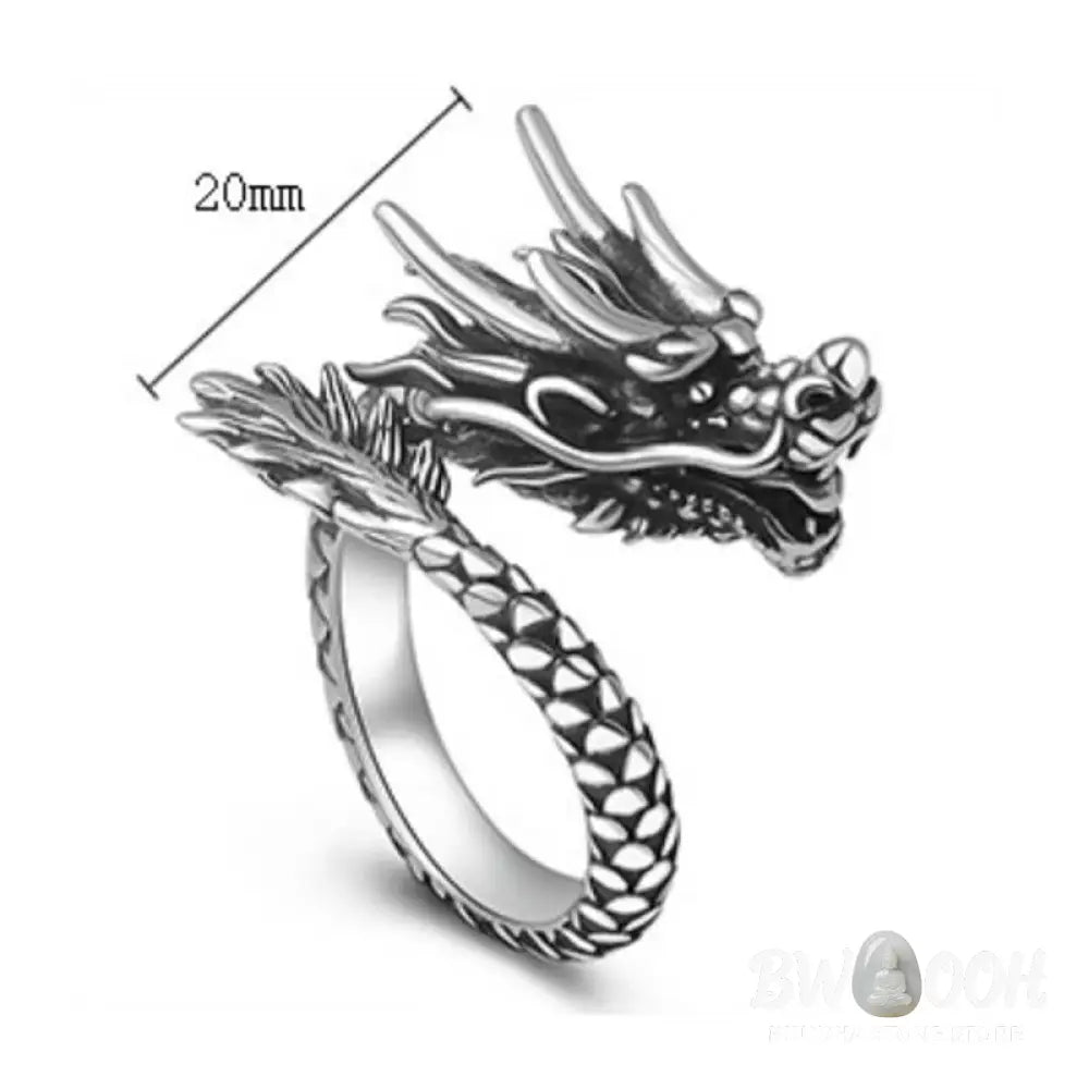 Buddha Stones 990 Sterling Silver Vintage Dragon Design Luck Protection Strength Adjustable Ring - Ring