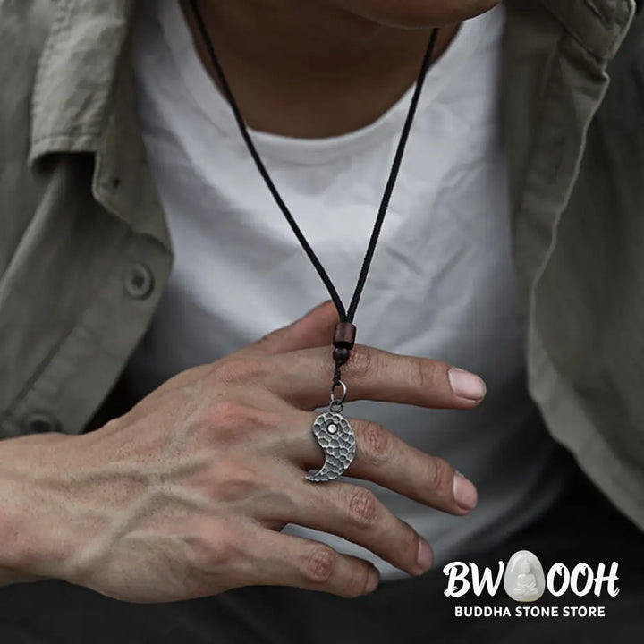 Buddha Stones 990 Sterling Silver Yin Yang Balance Harmony Necklace Pendant - BWOOOH - Necklaces &amp; Pendants