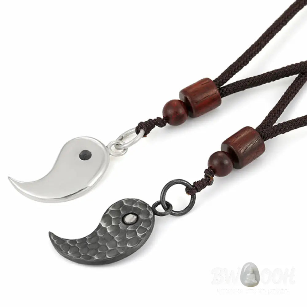 Buddha Stones 990 Sterling Silver Yin Yang Balance Harmony Necklace Pendant - BWOOOH - Necklaces &amp; Pendants