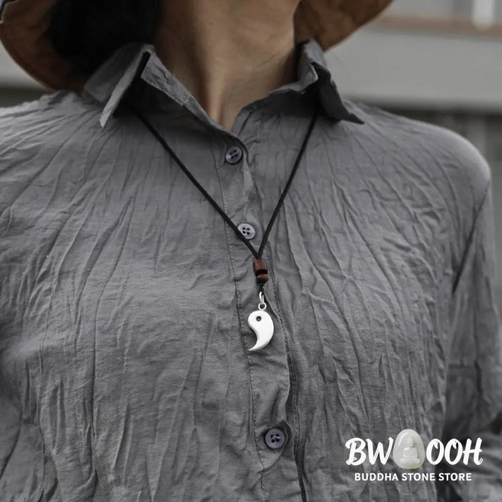Buddha Stones 990 Sterling Silver Yin Yang Balance Harmony Necklace Pendant - BWOOOH - Necklaces &amp; Pendants