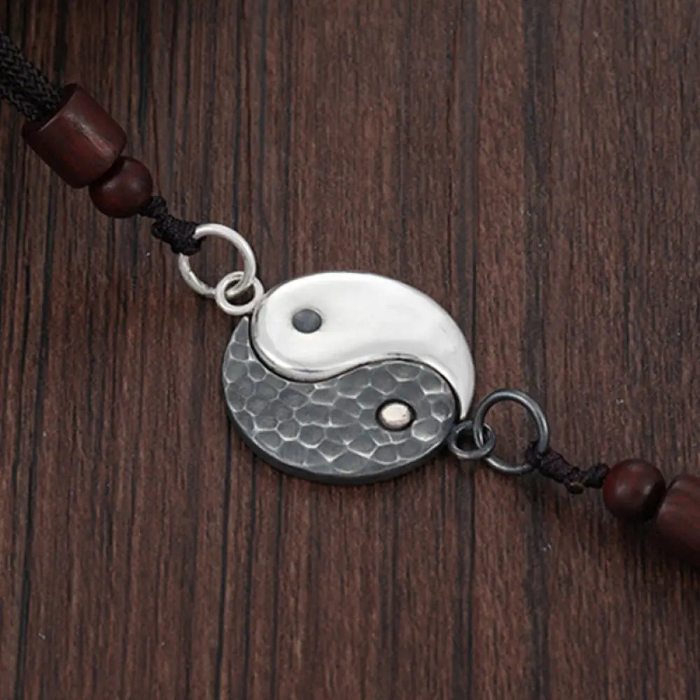 BWOOOH 990 Sterling Silver Yin Yang Balance Harmony Necklace Pendant