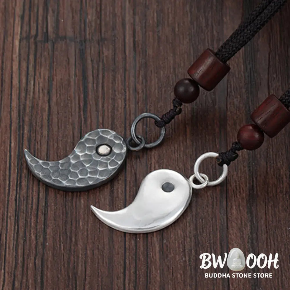Buddha Stones 990 Sterling Silver Yin Yang Balance Harmony Necklace Pendant - BWOOOH - Necklaces &amp; Pendants