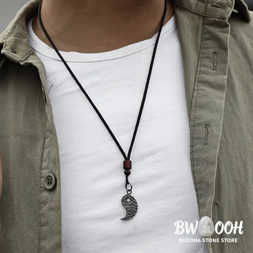Buddha Stones 990 Sterling Silver Yin Yang Balance Harmony Necklace Pendant - BWOOOH - Necklaces &amp; Pendants