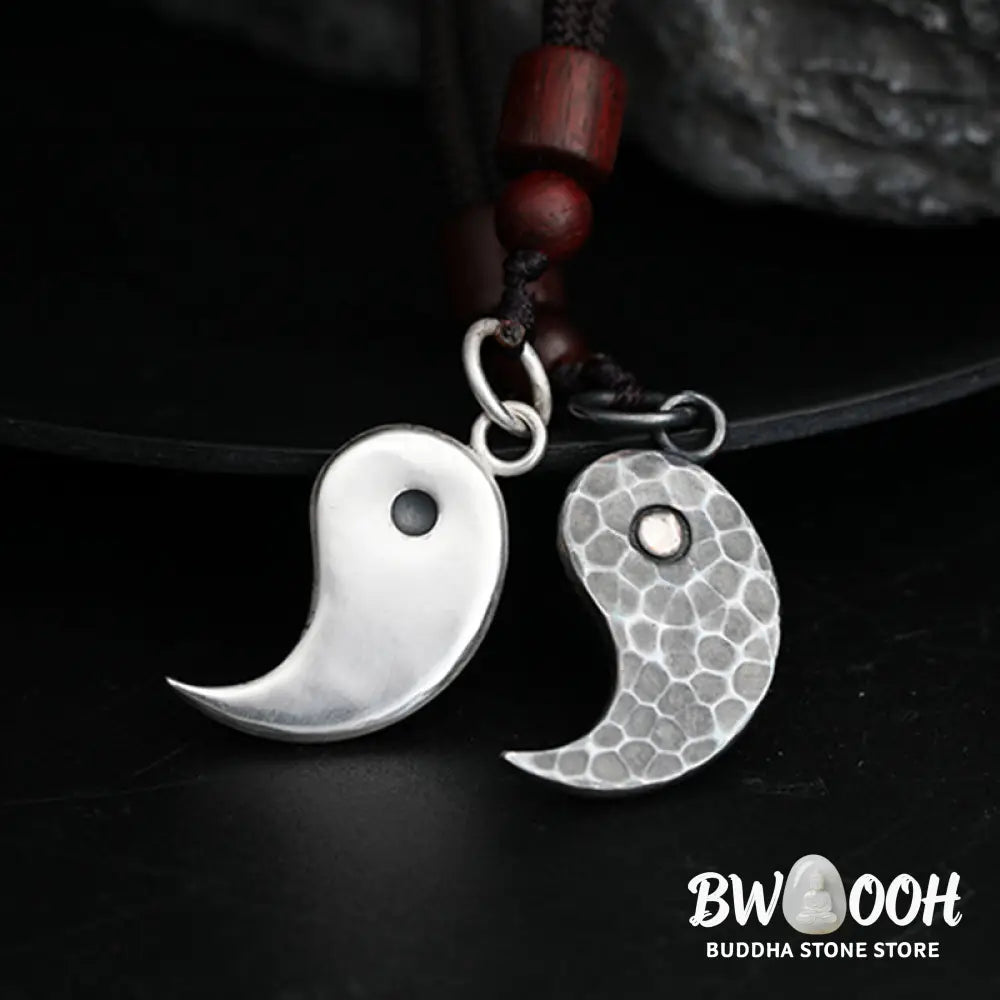 Buddha Stones 990 Sterling Silver Yin Yang Balance Harmony Necklace Pendant - BWOOOH - Necklaces &amp; Pendants