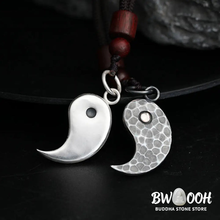 Buddha Stones 990 Sterling Silver Yin Yang Balance Harmony Necklace Pendant - BWOOOH - Necklaces &amp; Pendants