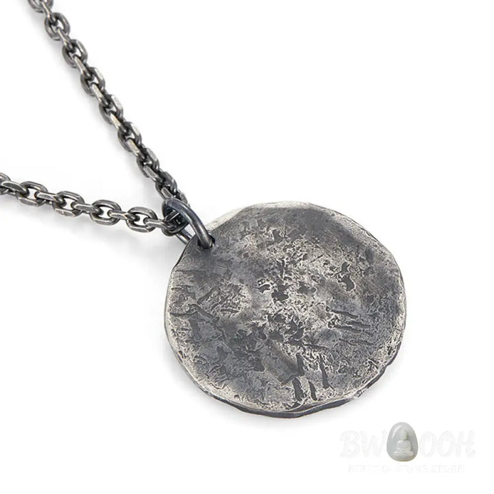 Buddha Stones 990 Sterling Silver Yin Yang Hammer Texture Harmony Necklace Pendant - BWOOOH - 990 Sterling Silver