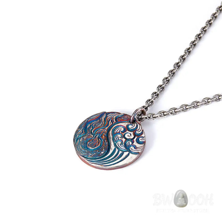 Buddha Stones 990 Sterling Silver Yin Yang Water and Fire Balance Necklace Pendant - BWOOOH - 990 Sterling Silver