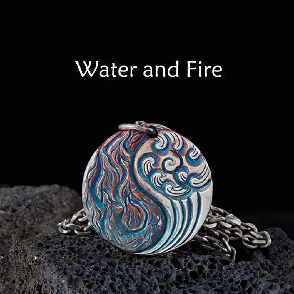 BWOOOH 990 Sterling Silver Yin Yang Water and Fire Balance Necklace Pendant