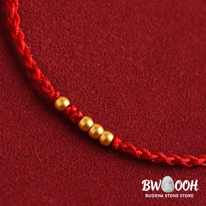 Buddha Stones 999 Gold Beads Luck Braided Protection Couple Bracelet - BWOOOH - Bracelet