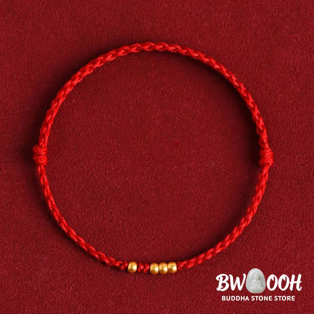 Buddha Stones 999 Gold Beads Luck Braided Protection Couple Bracelet - BWOOOH - Bracelet
