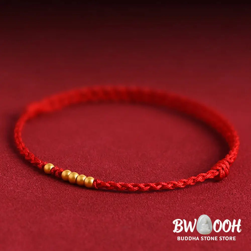 Buddha Stones 999 Gold Beads Luck Braided Protection Couple Bracelet - BWOOOH - Bracelet