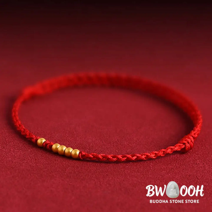 Buddha Stones 999 Gold Beads Luck Braided Protection Couple Bracelet - BWOOOH - Bracelet
