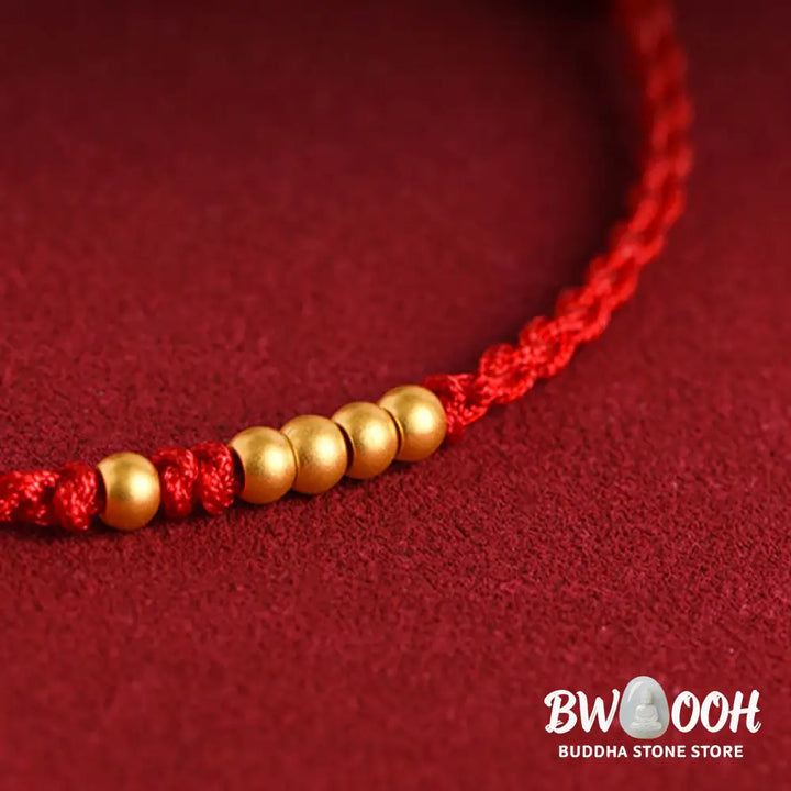 Buddha Stones 999 Gold Beads Luck Braided Protection Couple Bracelet - BWOOOH - Bracelet