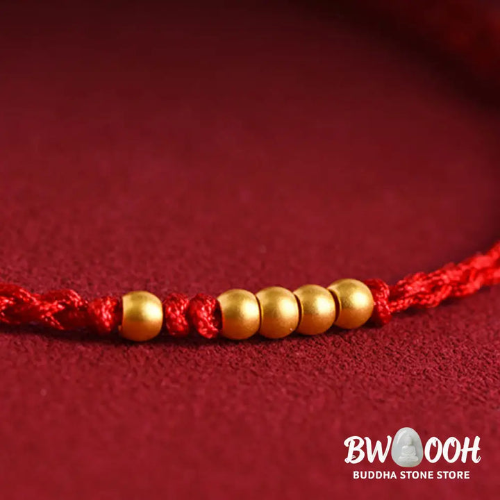 Buddha Stones 999 Gold Beads Luck Braided Protection Couple Bracelet - BWOOOH - Bracelet