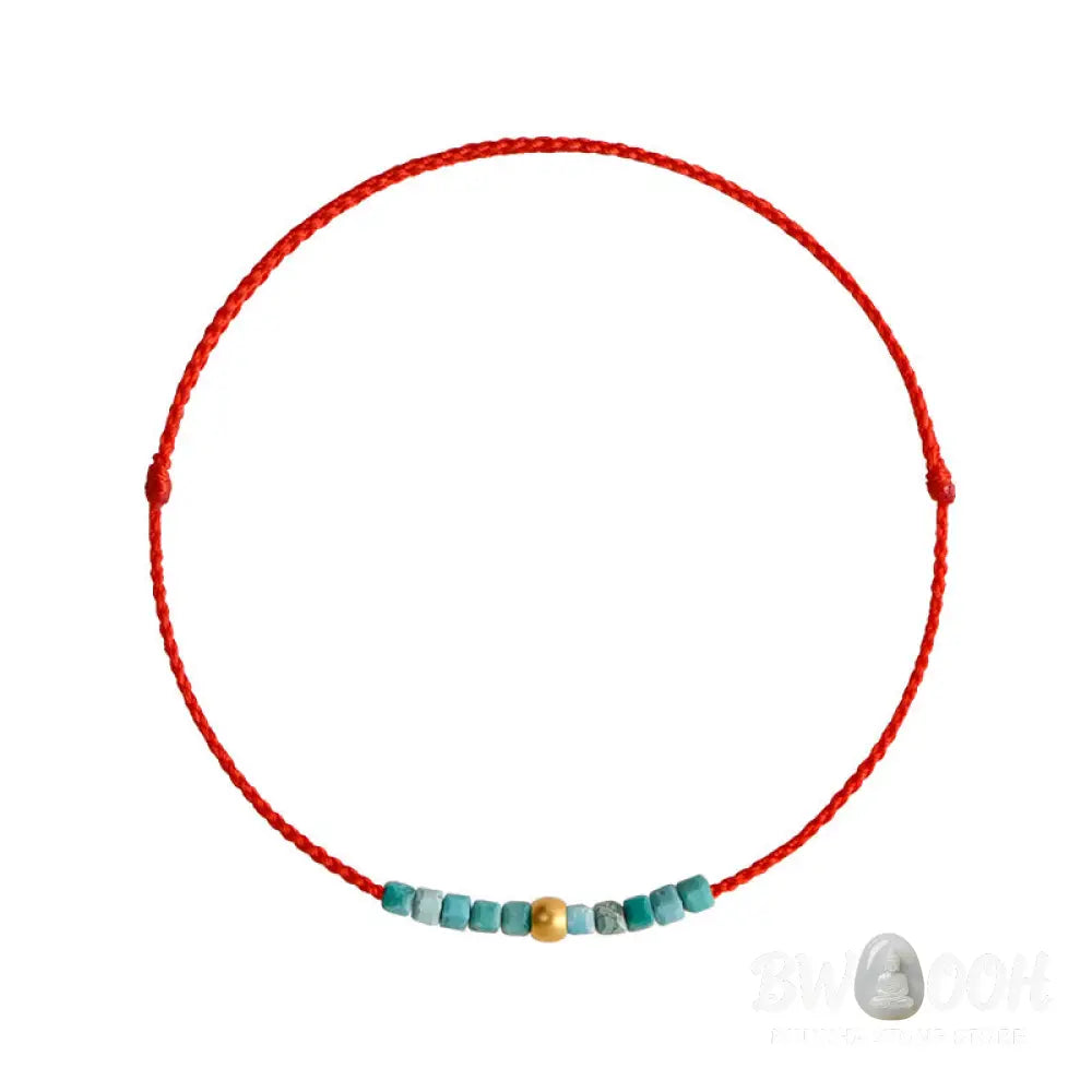 Buddha Stones 999 Gold Beads Turquoise Protection Braided Bracelet Anklet - BWOOOH - Bracelet Anklet