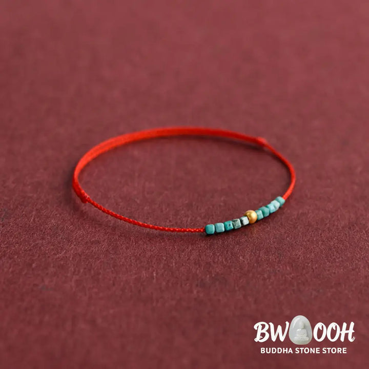 Buddha Stones 999 Gold Beads Turquoise Protection Braided Bracelet Anklet - BWOOOH - Bracelet Anklet